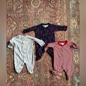 Hanna Andersson Set of 3 100% Pima Cotton Footie Pajamas 50cm 0-3 months